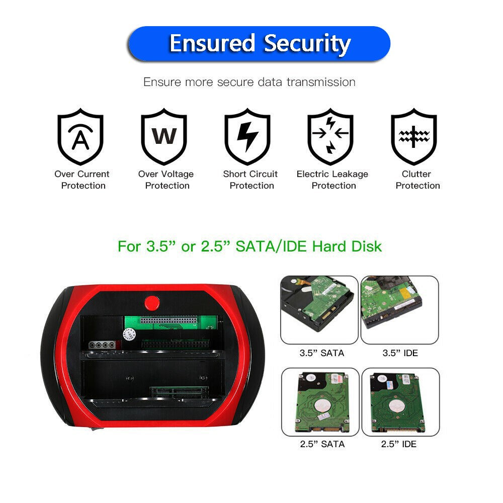 Estación de acoplamiento para disco duro TODO EN UNO, HD, doble bahía, USB a SATA IDE 2.5" 3.5" Reino Unido