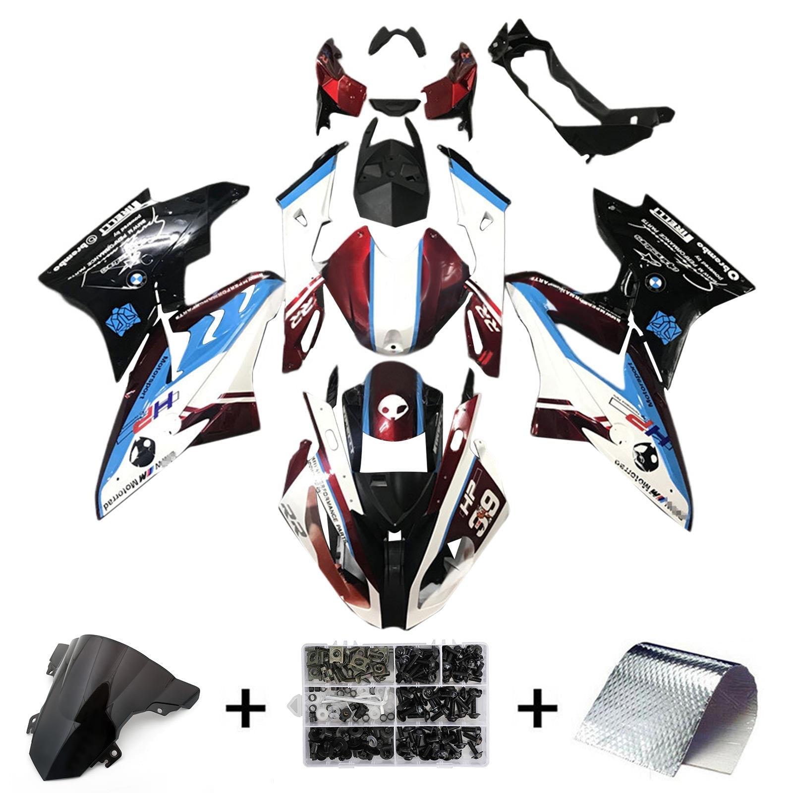 2015-2016 BMW S1000RR Kit de carénage Kit de carrosserie Plastique Abs