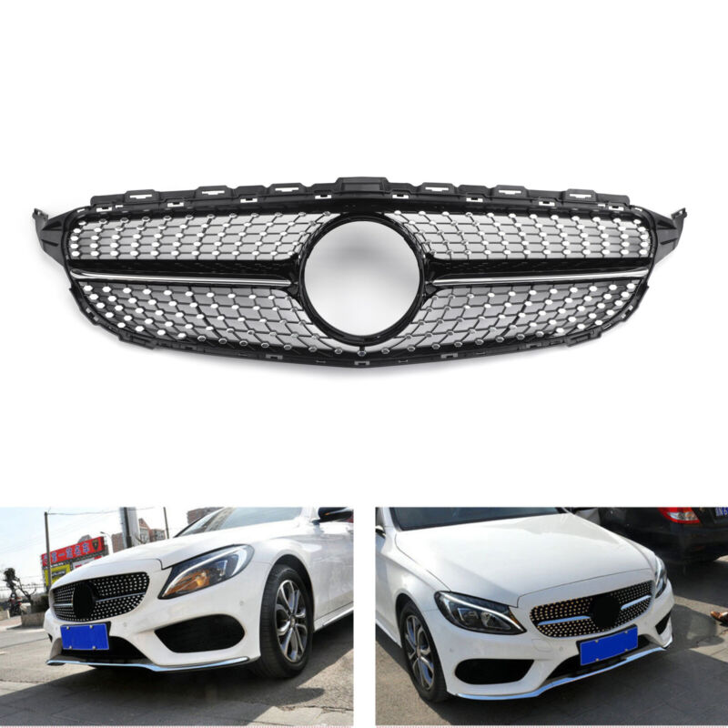Nytt främre diamantgrillgaller för Benz W205 C-klass C250 C300 C400 2015-2018