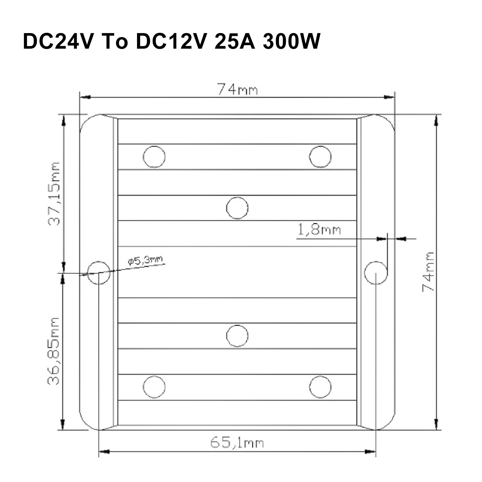 Módulo de redução de redução de Buck DC/DC 24V a 12V 25A Regulador de Inquies de Fonte de Putrição