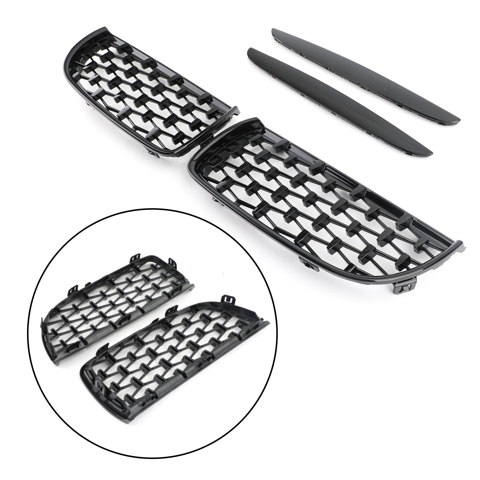Meteor Black Kidney Grill Mesh Grille Fit for BMW E90 3 Series Sedan 2005-2008 51712151895 51712151896 51712151897 51712151898 Generisk