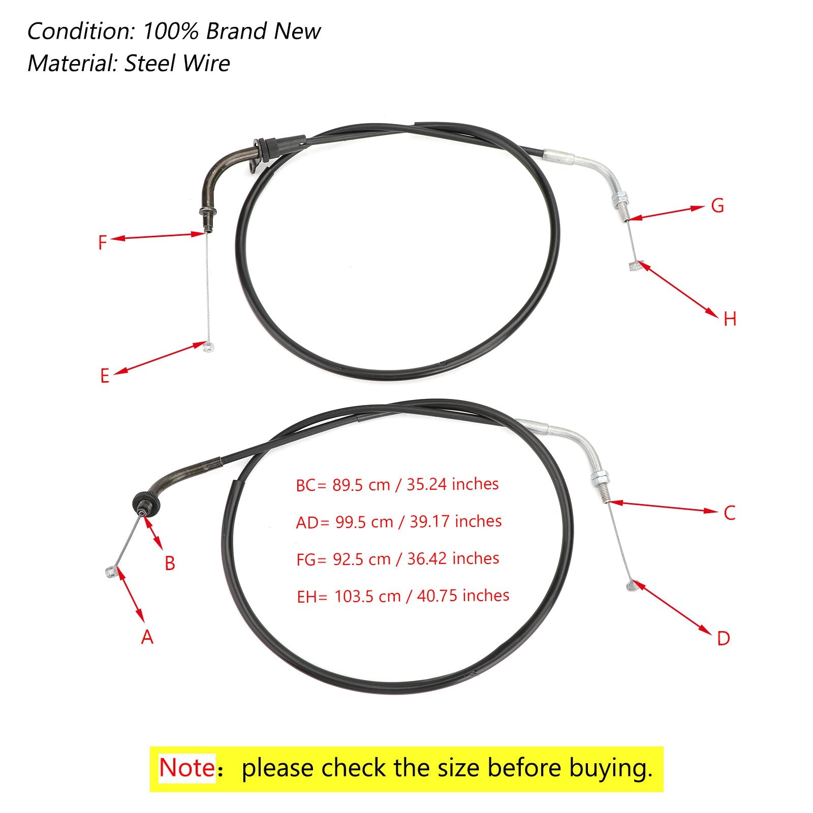 Gaskabel voor Yamaha XVS400 DS400 V-star 96-12/XVS650 V-star 98-15