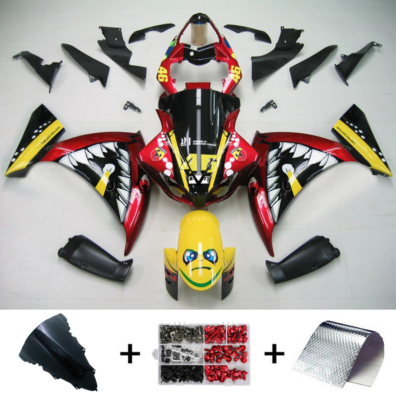 2012-2014 Yamaha YZF 1000 R1 Injeksjon Fairing Kit Bodywork Plastic ABS #128