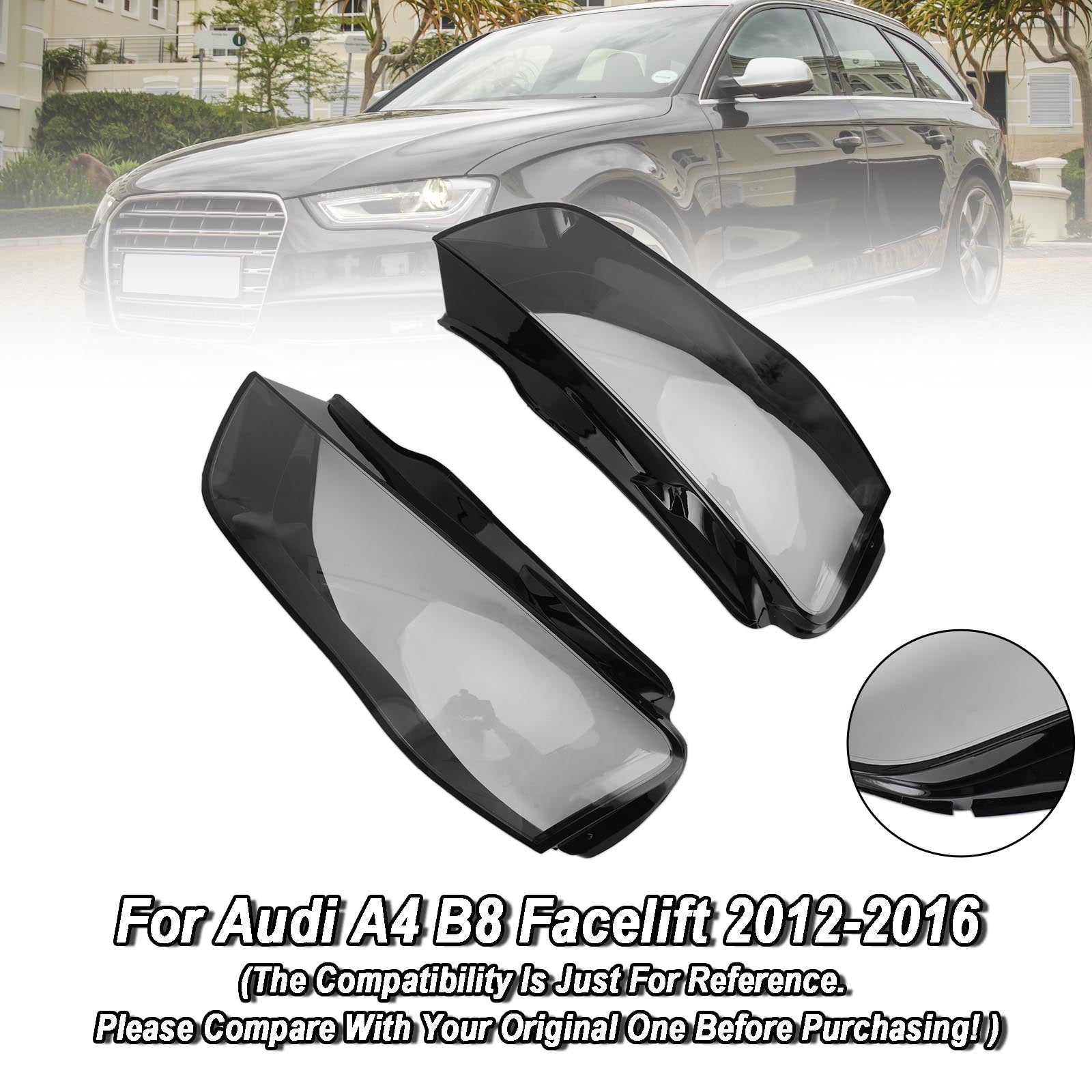 2012-2016 AUDI A4 B8 B8 BIEN-FILLIGHT LENS COBLE PLASTIQUE COBLE PLUSE GARDE + DROITE