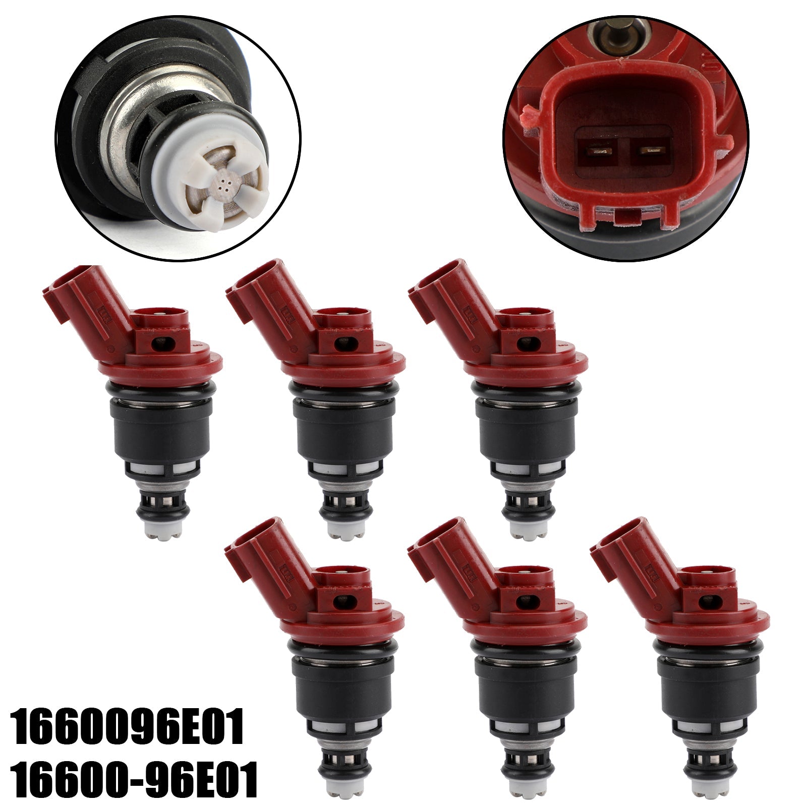Sett med 6 drivstoffinjektorer passer for Infiniti i30 96-99 Nissan Maxima 92-99 1660096E01 generisk