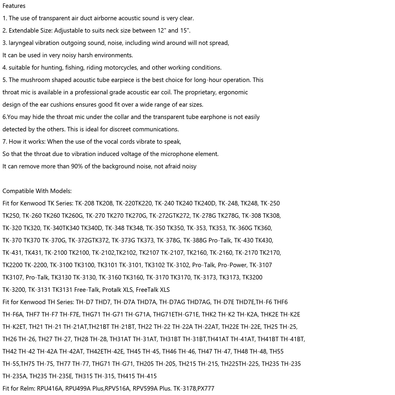 Keelmicrofoon Microfoon Headset Geschikt voor TK3107 TK3207 TK3160 BaoFeng UV5R UV-82