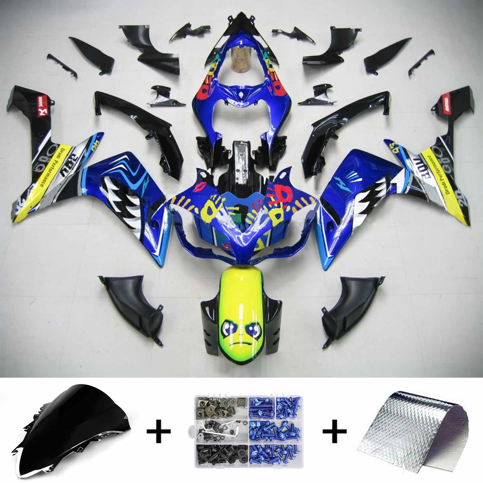 2007-2008 Yamaha YZF 1000 R1 Kit de carenagem de injeção de injeção Plástico ABS #122