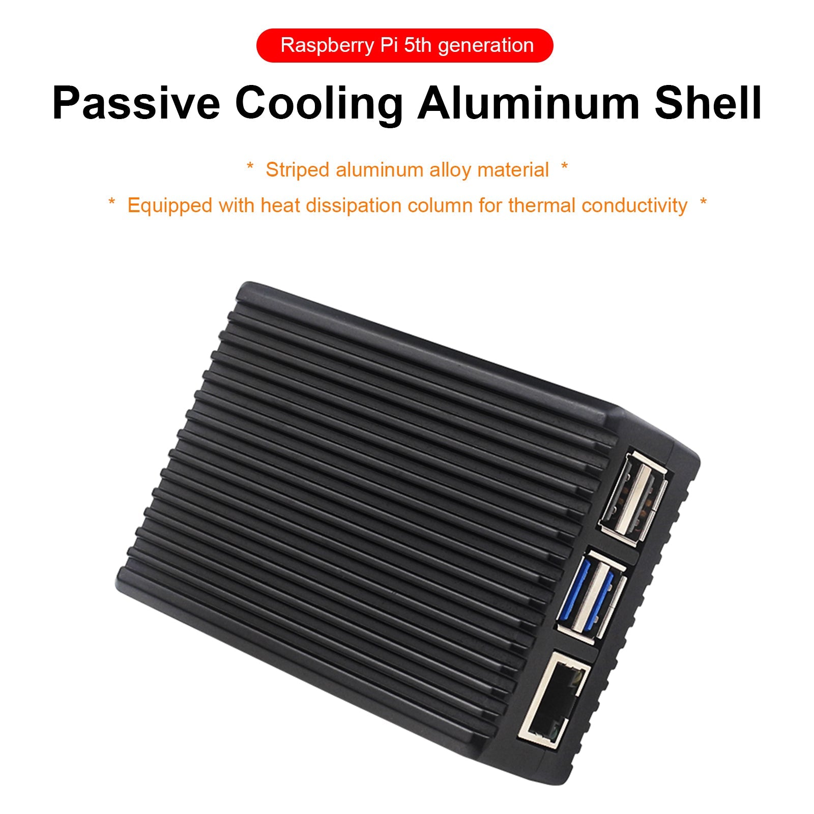 Passiv kylning av aluminiumskal Raspberry PI5 Metal Shell Aluminium Alloy Box