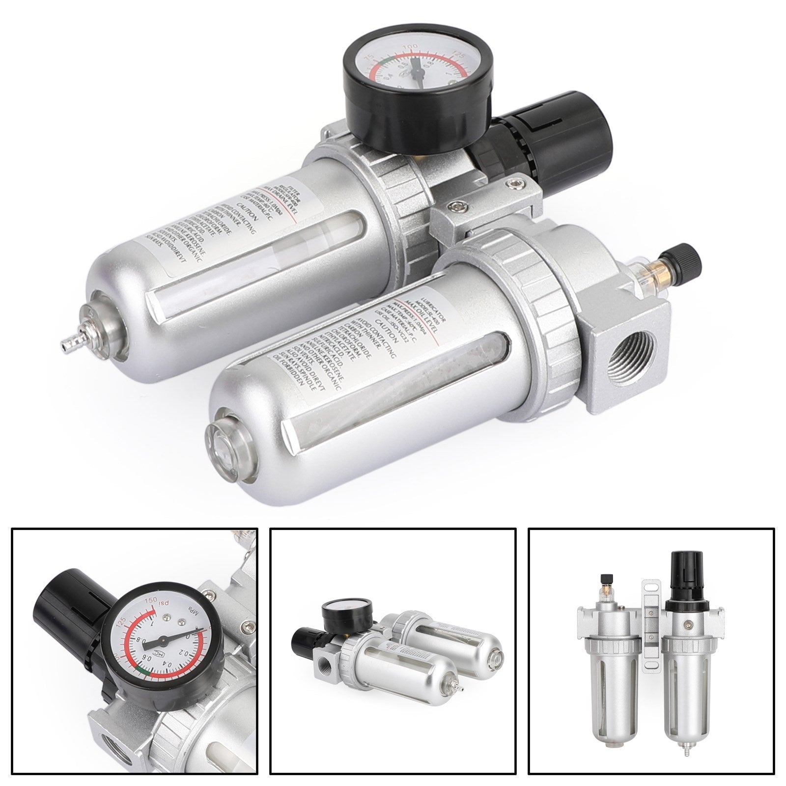 1/2"Filtre de compresseur d'air, séparateur d'eau et d'huile, outils de piège avec manomètre régulateur