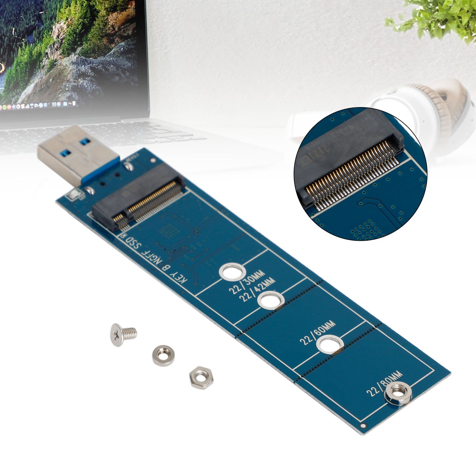 Adaptador M.2 a USB Adaptador SSD de protocolo SATA M.2 con llave B para 2230 2242 2260 2280