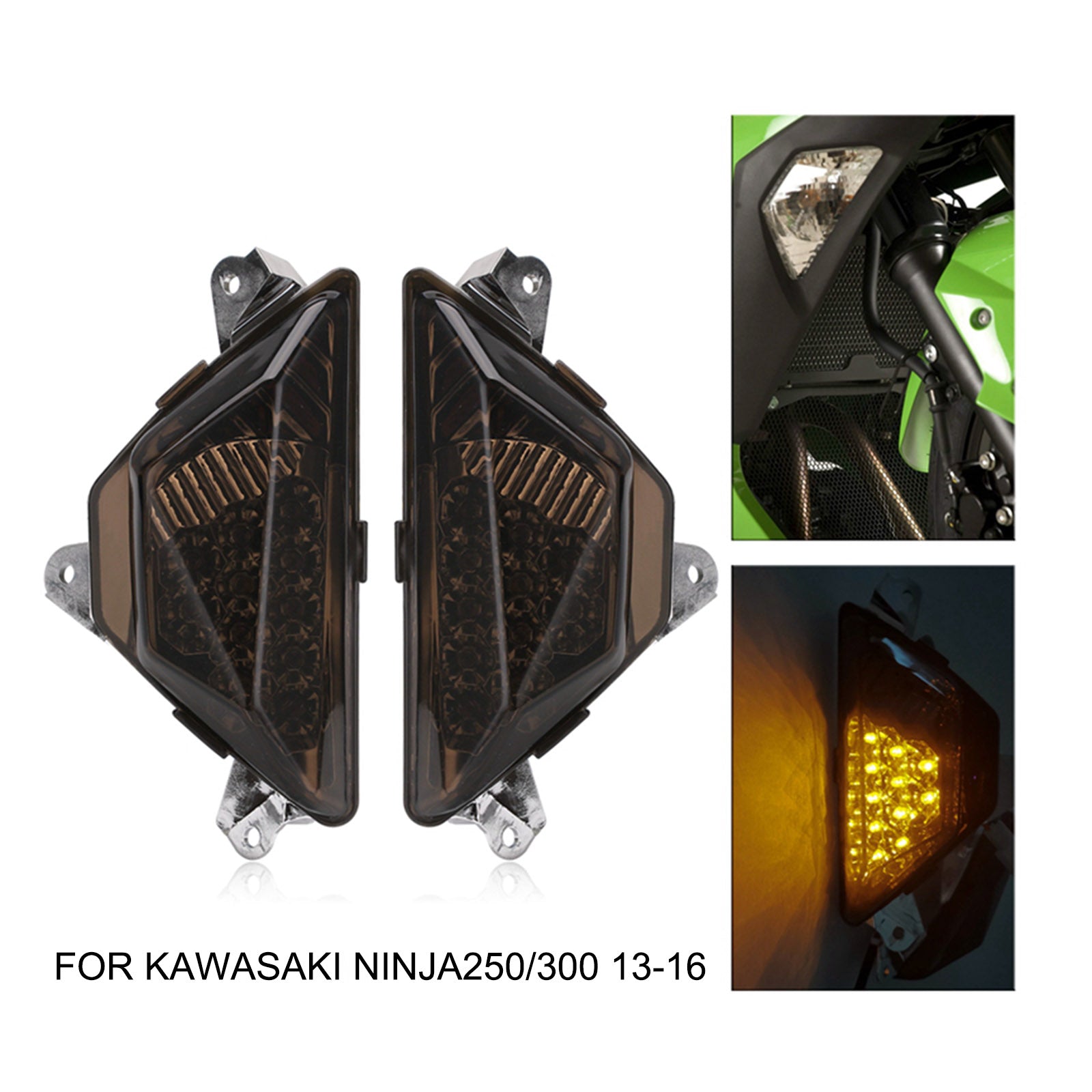 Luz LED de intermitente delantero para motocicleta, lámpara para KAWASAKI NINJA 250 300 2013-2016