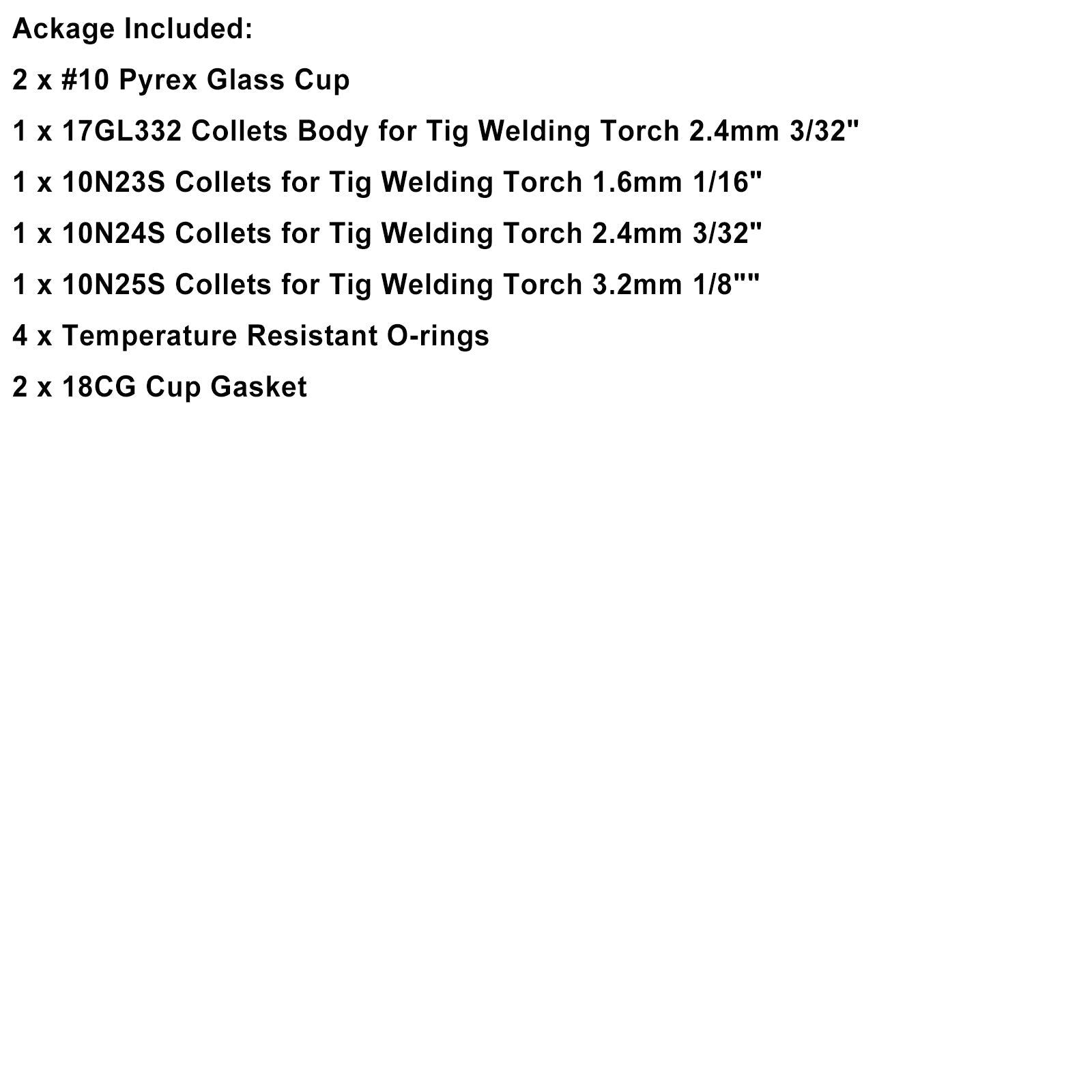 12pcs pyrex copo de vidro tig kit de acessórios de soldagem para wp-17/18/26