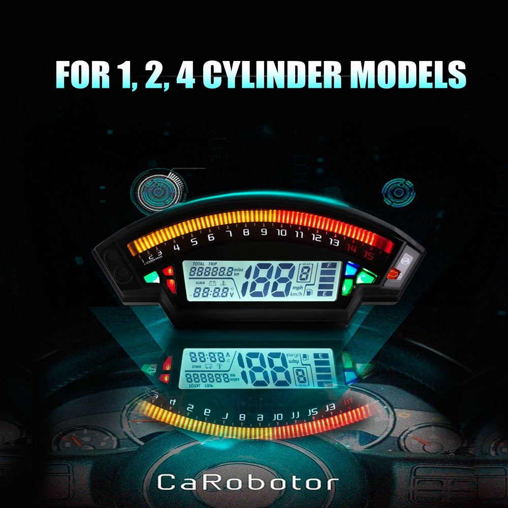 Universal motorsykkel svart tft digital speedometer 14000 rpm bakgrunnsbelysning kilometerteller