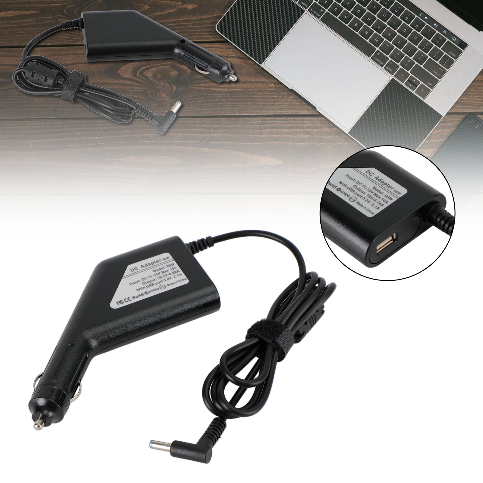 Adaptador de corriente continua del cargador del coche de los ordenadores portátiles de 19.5V 4.62A para Hp Envy 14/15