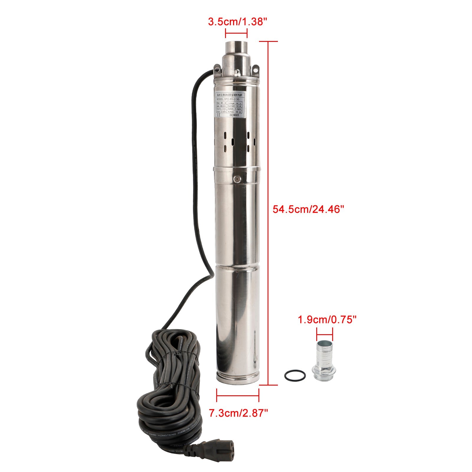 3" 24V 350W MPPT skrutkové solárne čerpadlo do vrtu, ponorné oceľové hlboké vrty