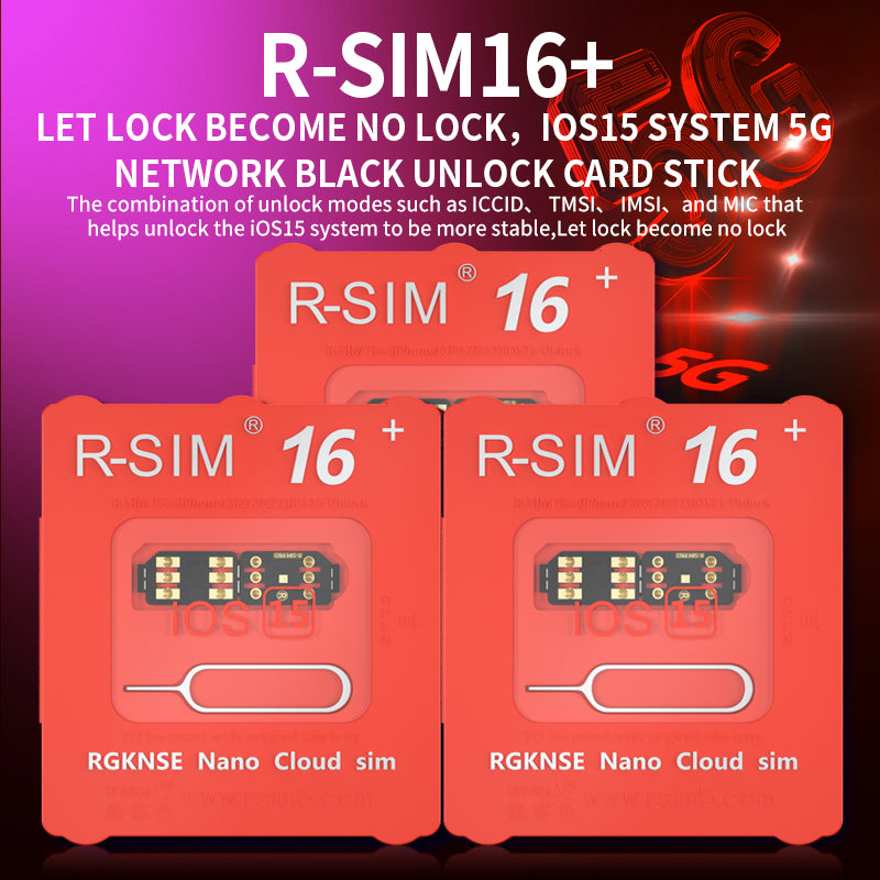 R-SIM 16+ Nano Lås opp RSIM-kort Fit for iPhone 13 Pro 12 Pro Max XS XR 8 iOS 15