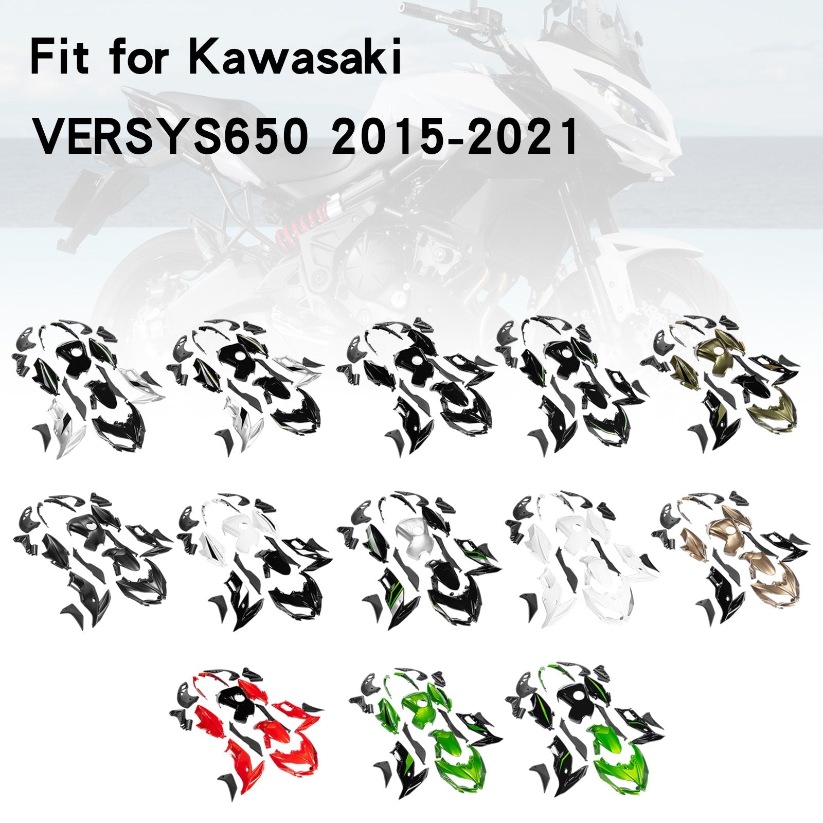 Kit de carénage Kawasaki VERSYS650 2015-2021, carrosserie en plastique ABS
