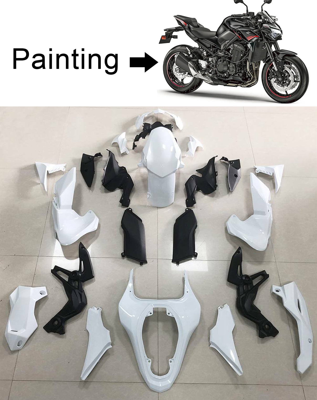 2020-2021 KAWASAKI Z900 AMOTOPART INJECTION FAIRING KIT BORDOW TROPS PLASTIQUE ABS # 105