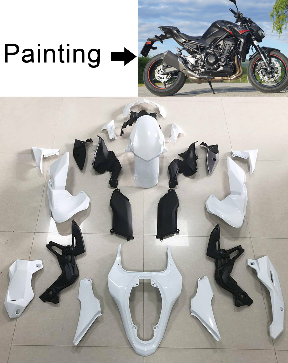2020-2021 KAWASAKI Z900 AMOTOPART INJECTION FAIRING KIT BORDOWWORD PLASTIQUE ABS # 104