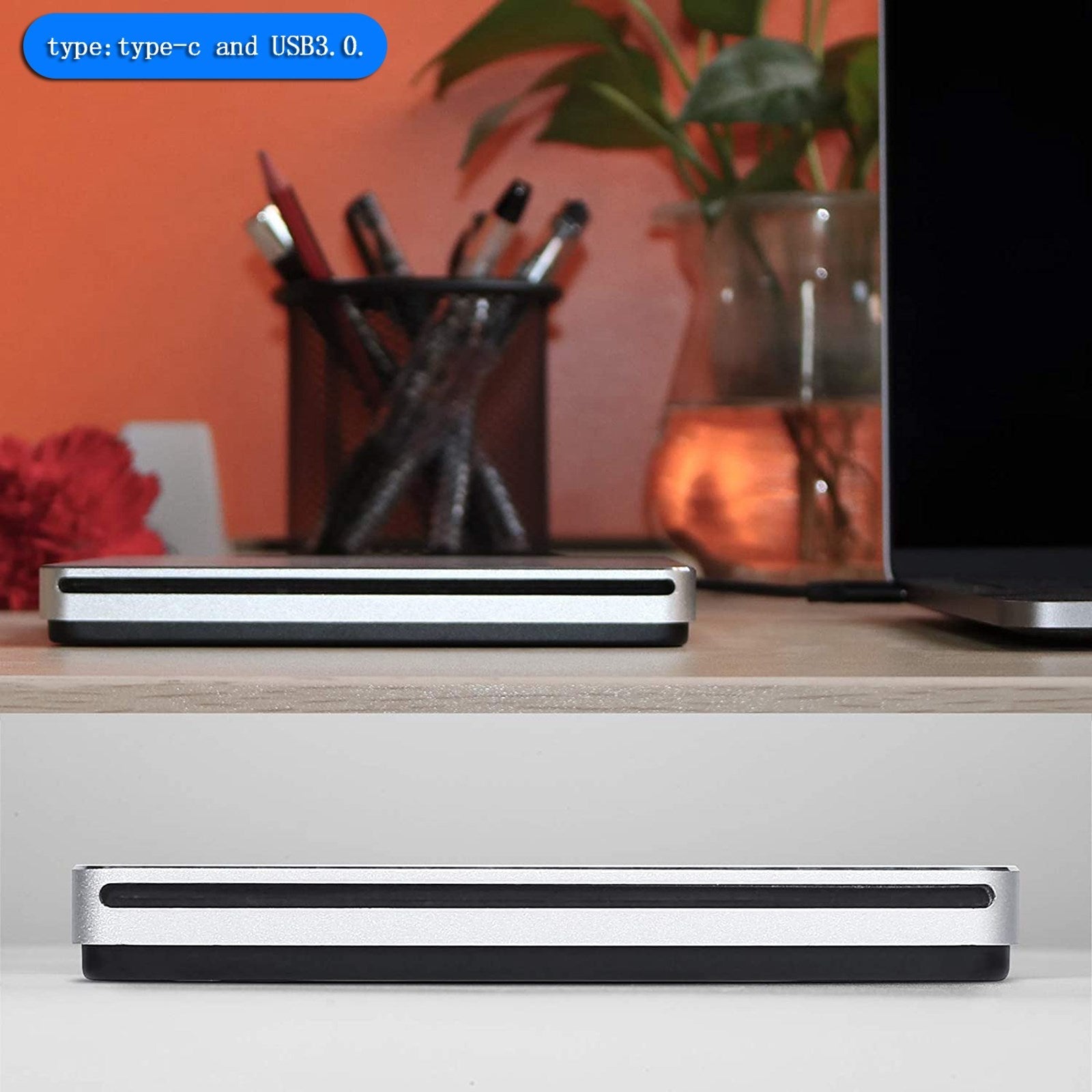 Insteekbare externe cd/dvd-drive USB 3.0-speler, brander, schrijver voor laptop, pc, Mac