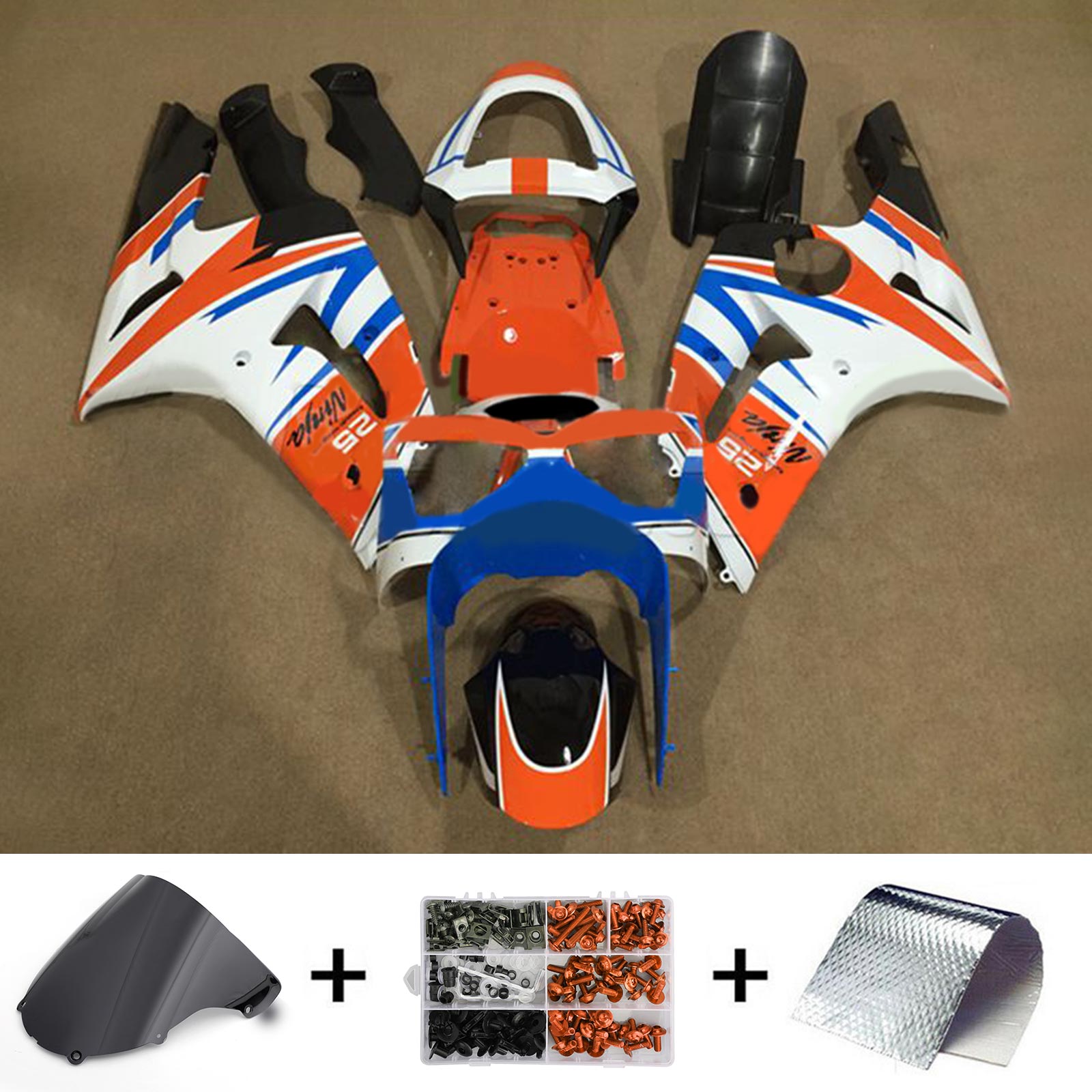 2003-2004 Kawasaki ZX6R 636 Kit de carenado de inyección Carrocería Plástico ABS#126