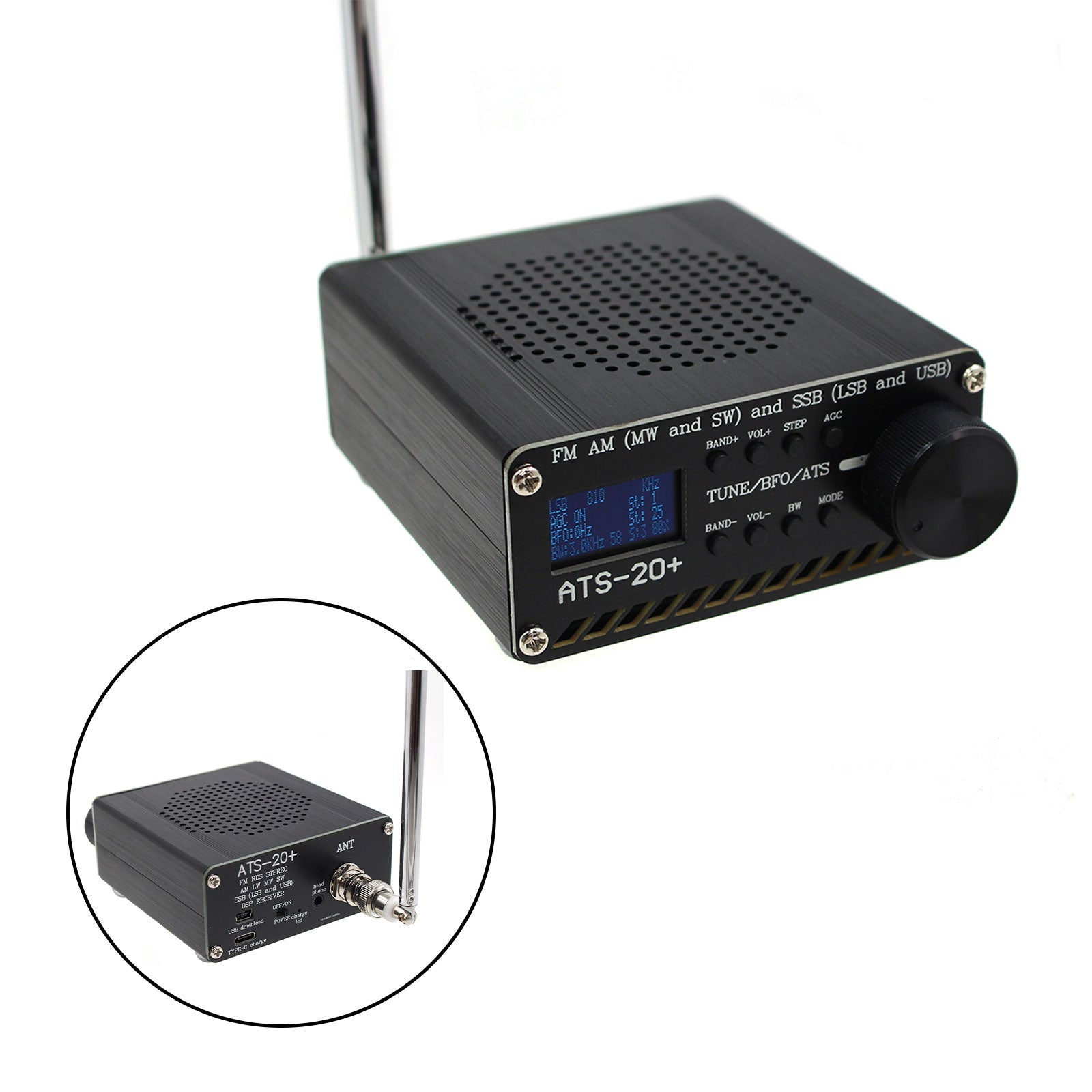 Nieuwe ATS-20+ Si4732 All Band DSP-radio-ontvanger FM LW MW SW met 2.4" Aanraakscherm