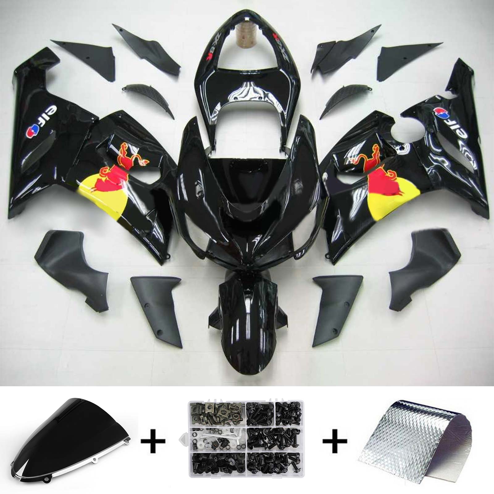 2005-2006 Kawasaki ZX6R 636 Injeksjon Fairing Kit Bodywork Plast Abs #144