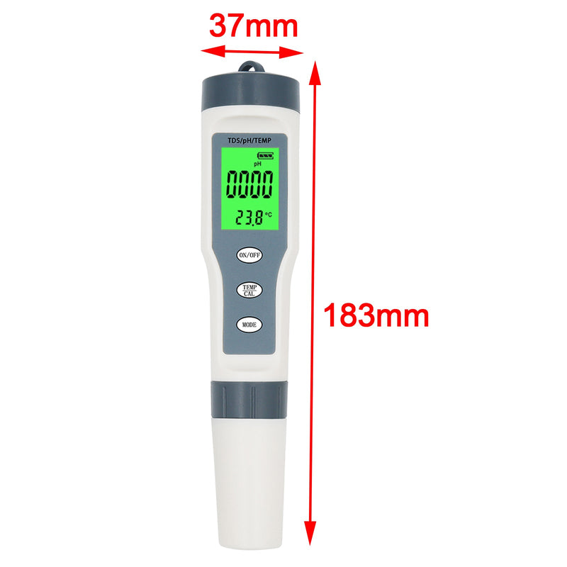 3 In 1 Digital PH TDS TEMP Water Quality Meter Tester Test Pen Tool Low power protection Waterproof