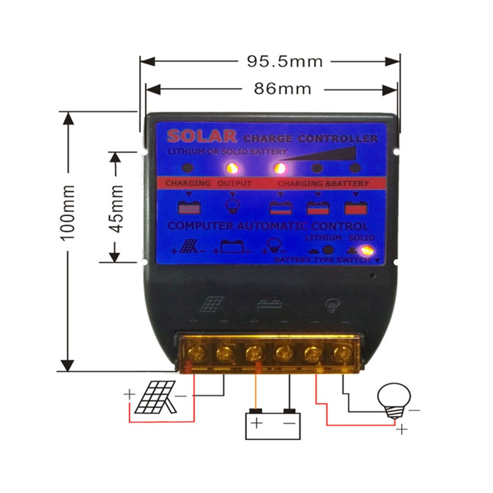 Solar-laadregelaar PWM 10A-50A 12V Ingebouwde timer Batterijcontrole-adapter
