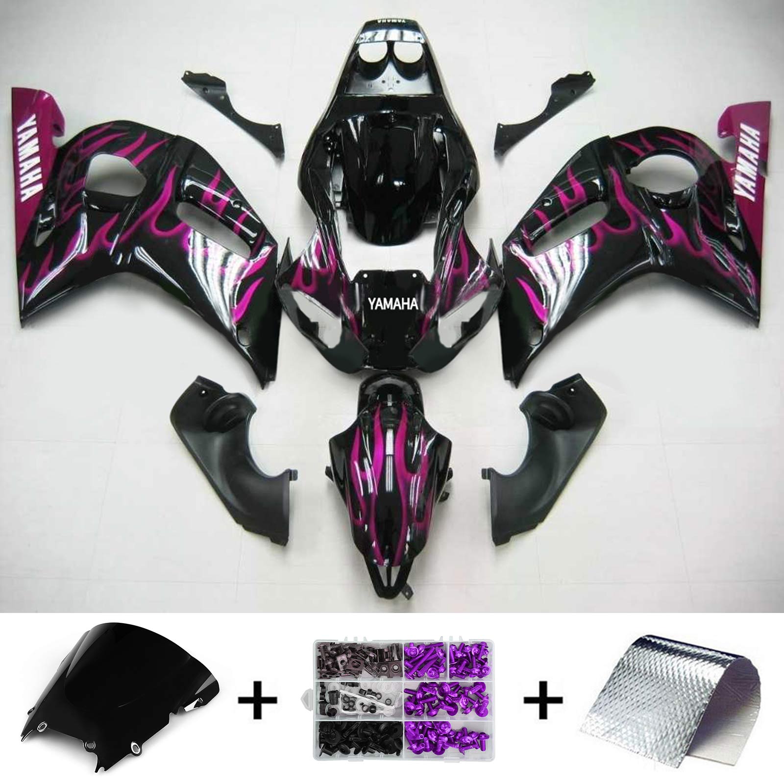 1998-2002 Yamaha yzf 600 R6 Kit de camence d'injection de carrosserie en plastique ABS # 104