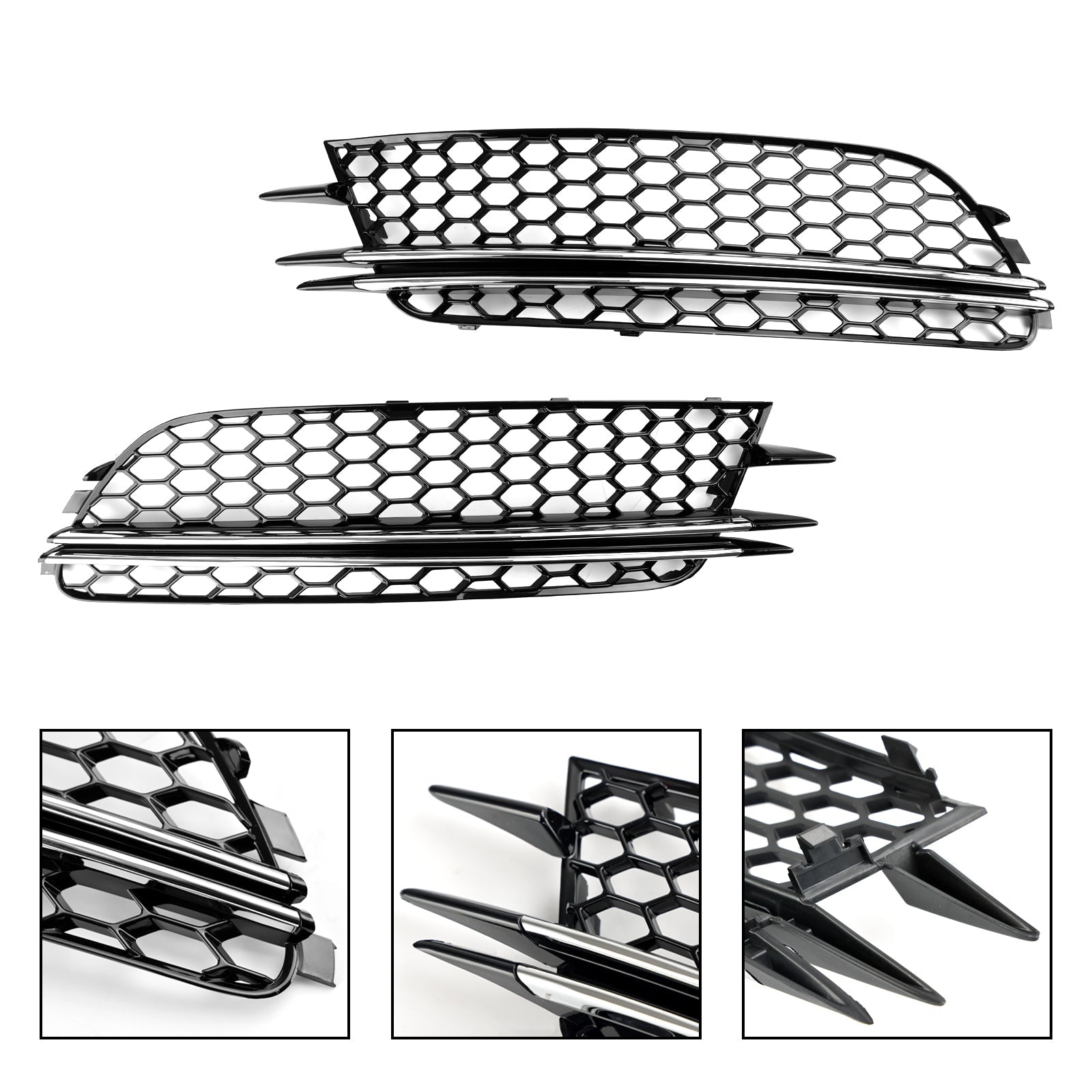 2012-2015 Audi A6 4G C7 2 STUKS Mistlamp Cover Bezel Bumper Grille