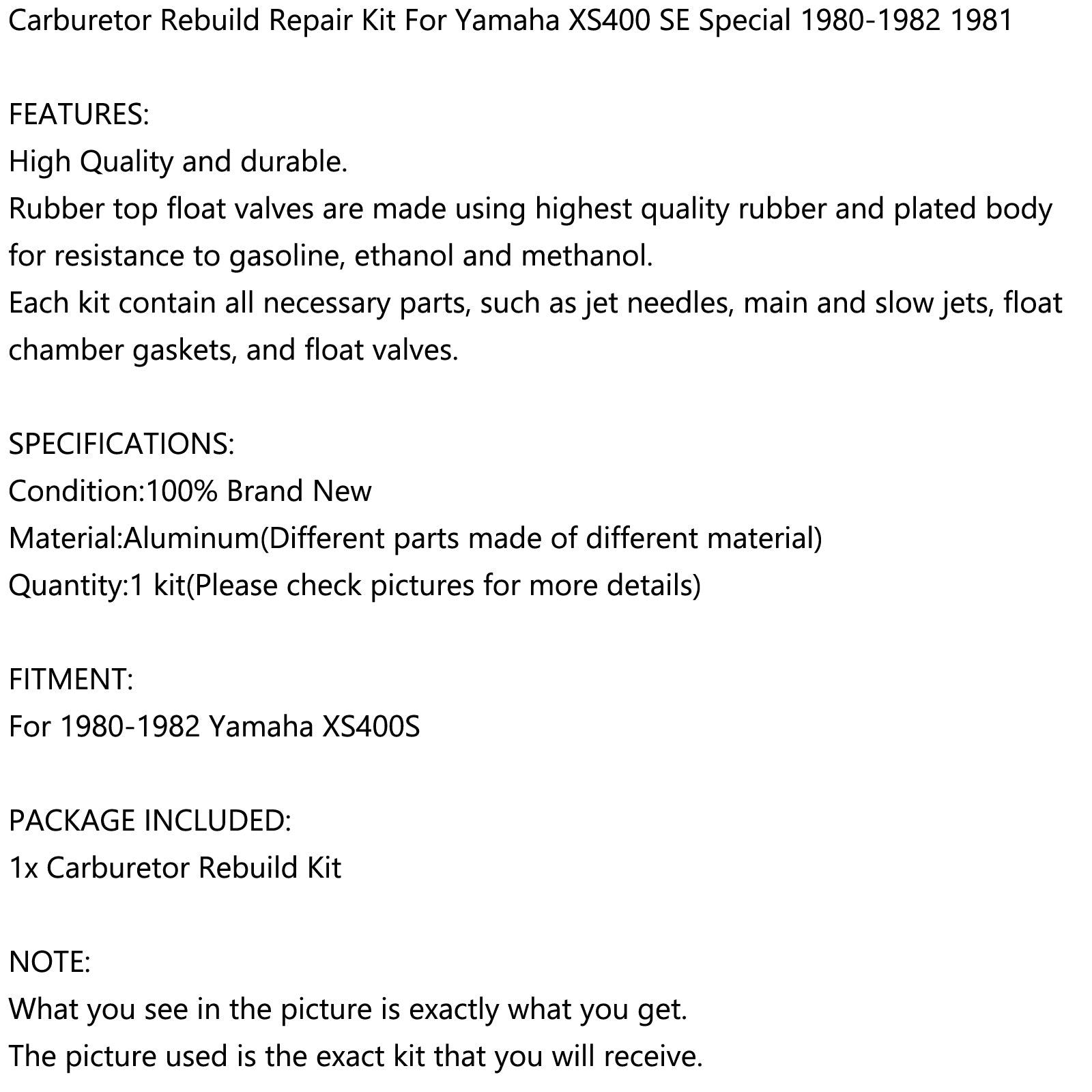 Kit de réparation de carburateur pour Yamaha XS400 SE spécial 1980-1982 1981, nouveau