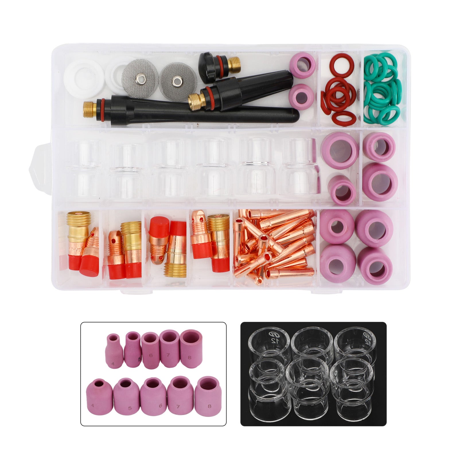 Torche de soudage TIG, lentille à gaz trapue #12, Kit de tasses en verre pour WP-17/18/26, 71 pièces