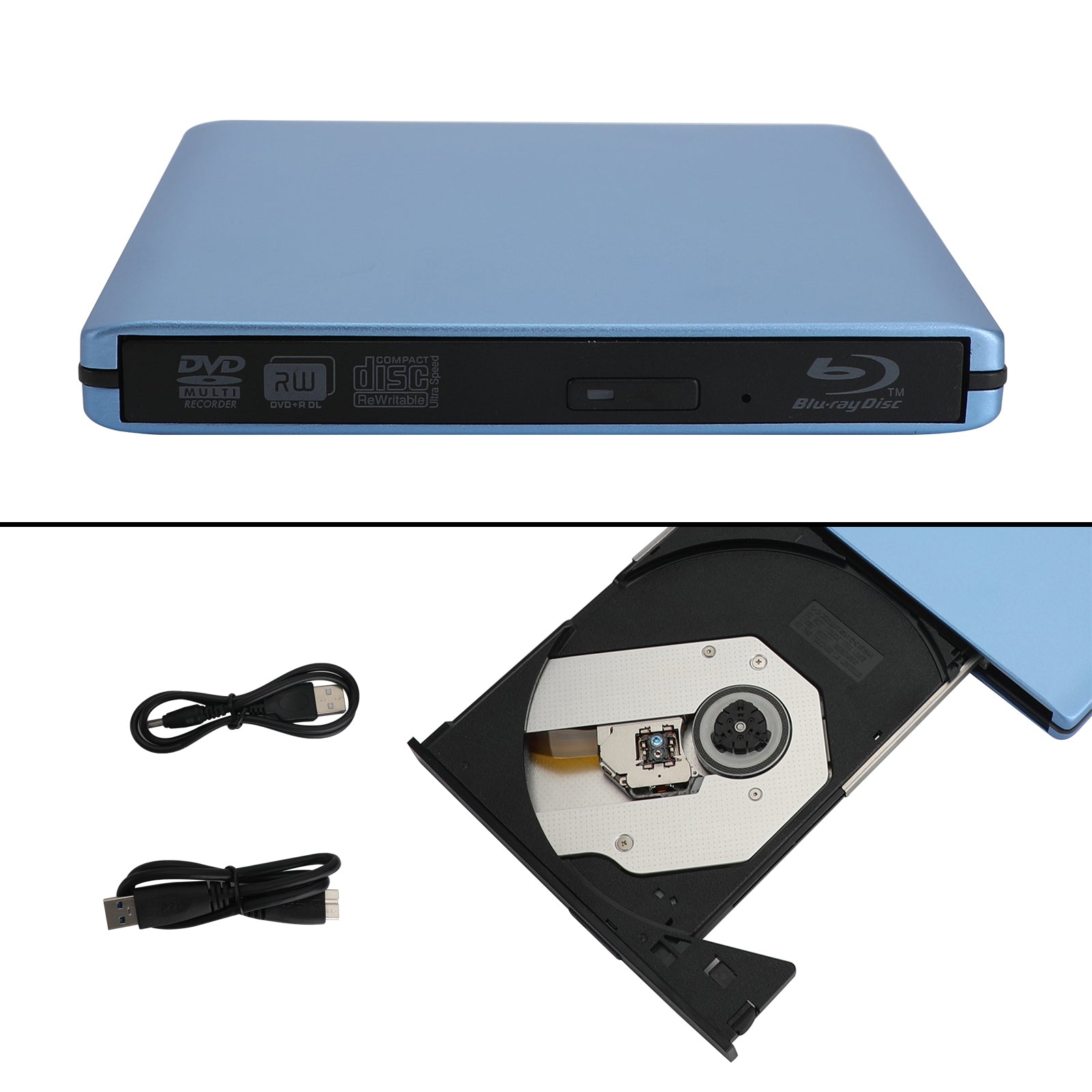 Blu Ray Burner Slot no USB Externo BD-R BD DVD CD RW Disc Writer Movie Player