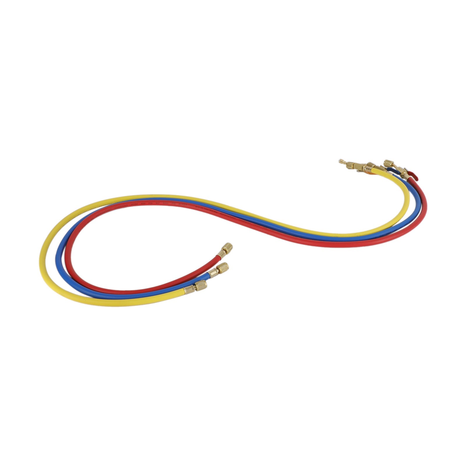 3x HVAC 1/4" SAE 600 PSI påfyllingsslanger med stengeventil AC-kjølemiddel R134A