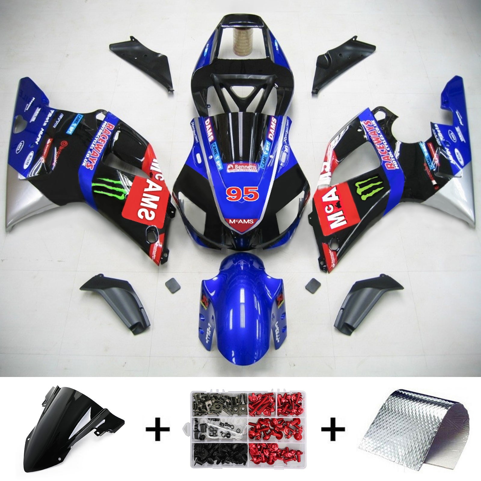 1998-1999 Yamaha yzf 1000 R1 Kit de carénage injection de carrosserie en plastique ABS # 110