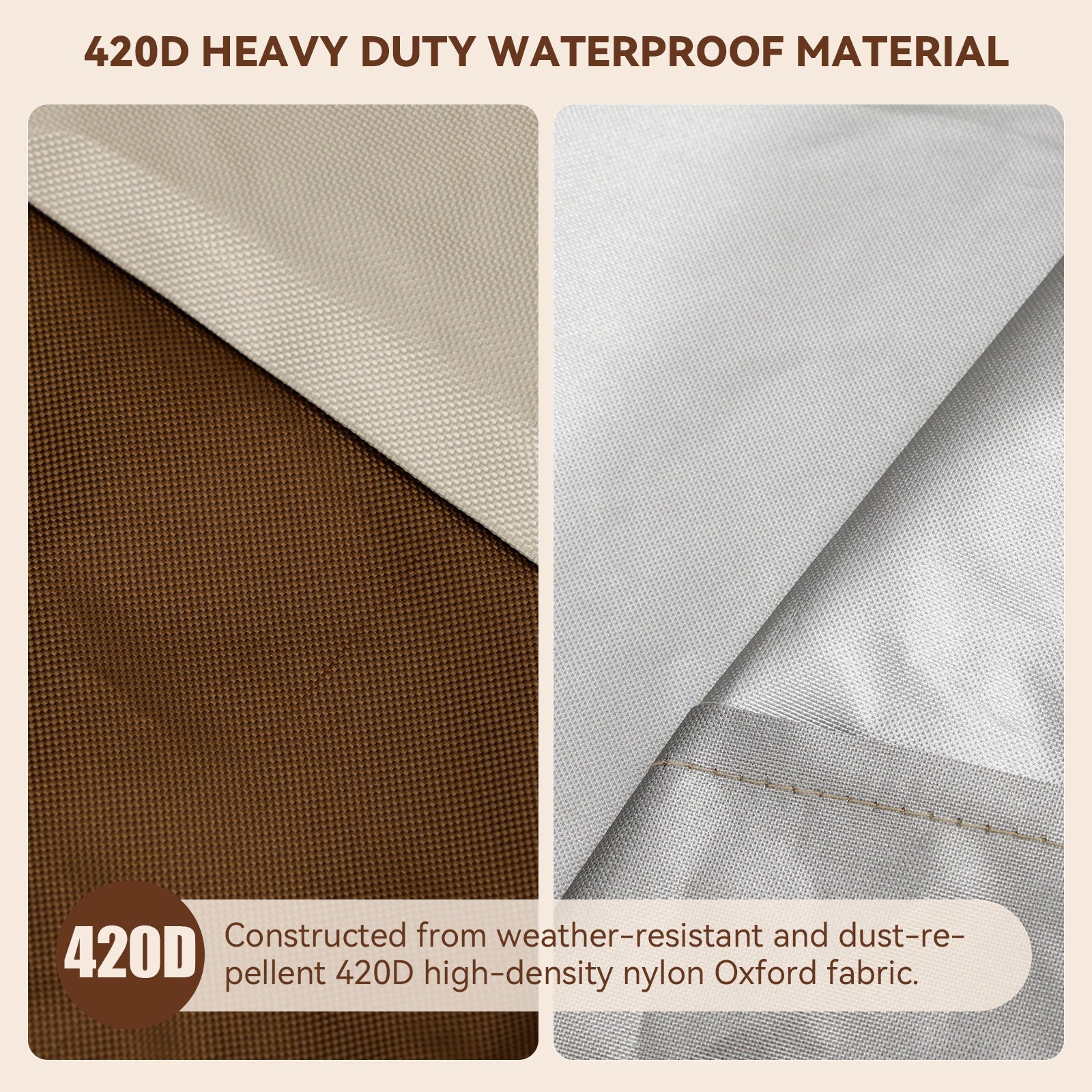 Couverture imperméable carrée de meubles de patio de 420D pour la table et les chaises extérieures