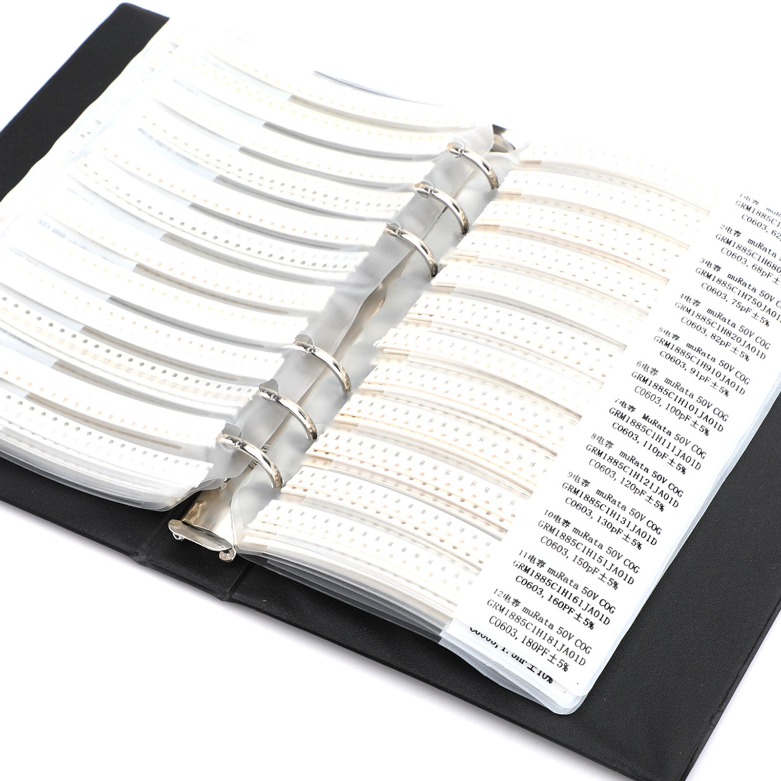 SMD0603 kondensatorprovbok 90 värden * 50 st = 4500 st kondensatorkit SMD