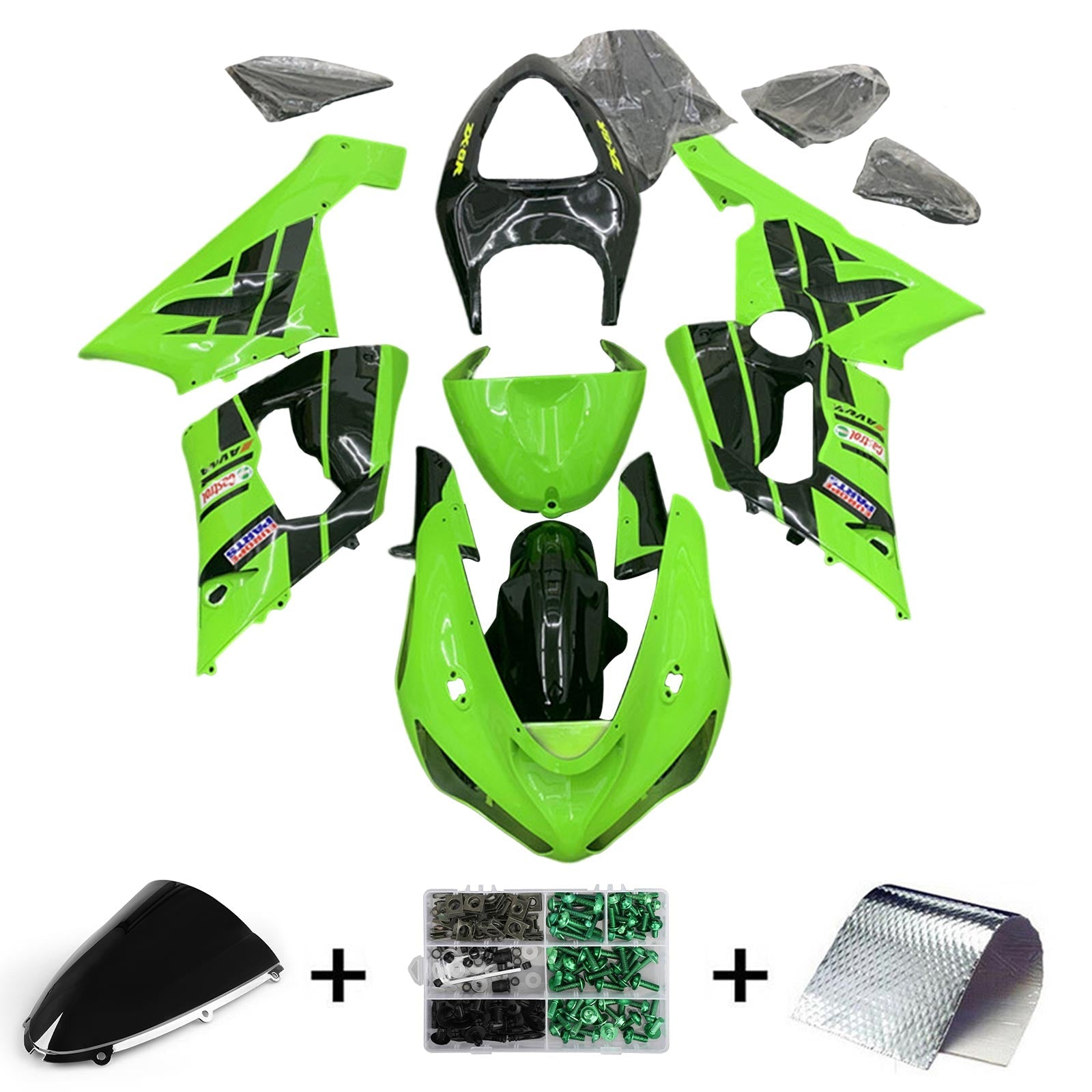 2005-2006 Kawasaki ZX6R 636 Kit de carénage carrosserie plastique ABS