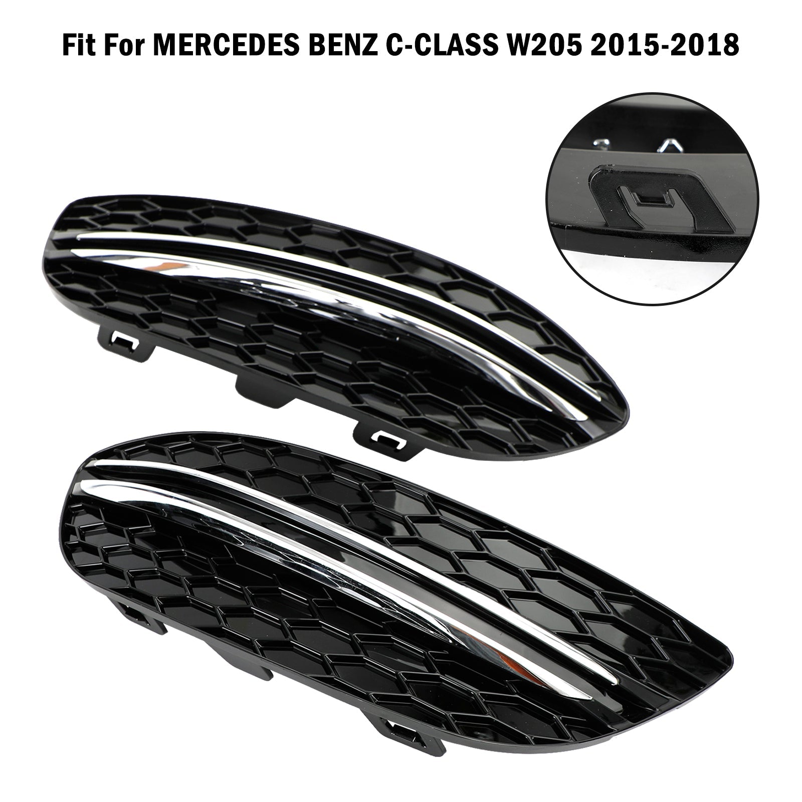 MERCEDES BENZ CLASE C 2015-2018 W205 Cubierta de luz antiniebla delantera con base de panal