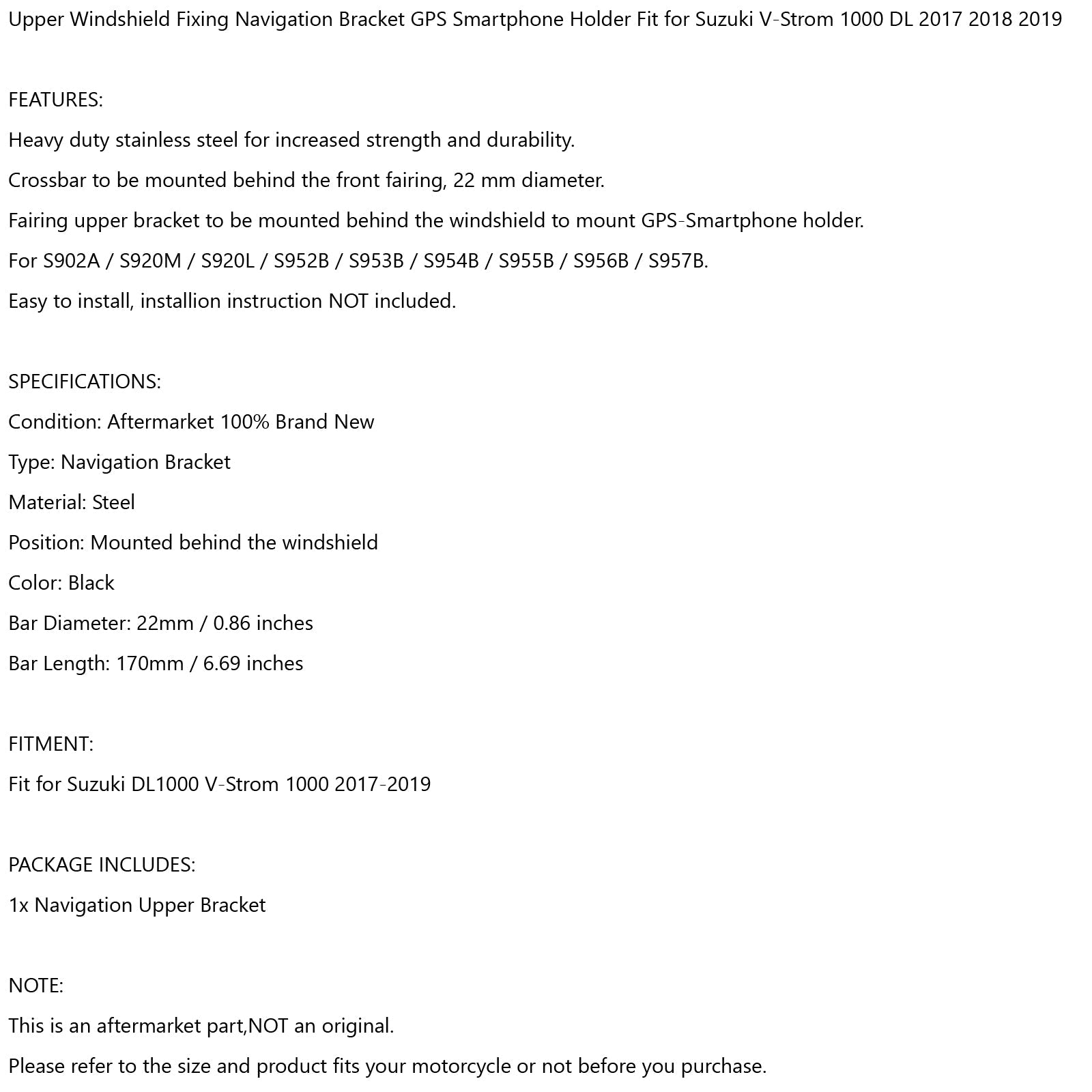 2017-2019 Suzuki V-Strom 1000/XT DL1000 GPS Phonet Suports Rod Rod