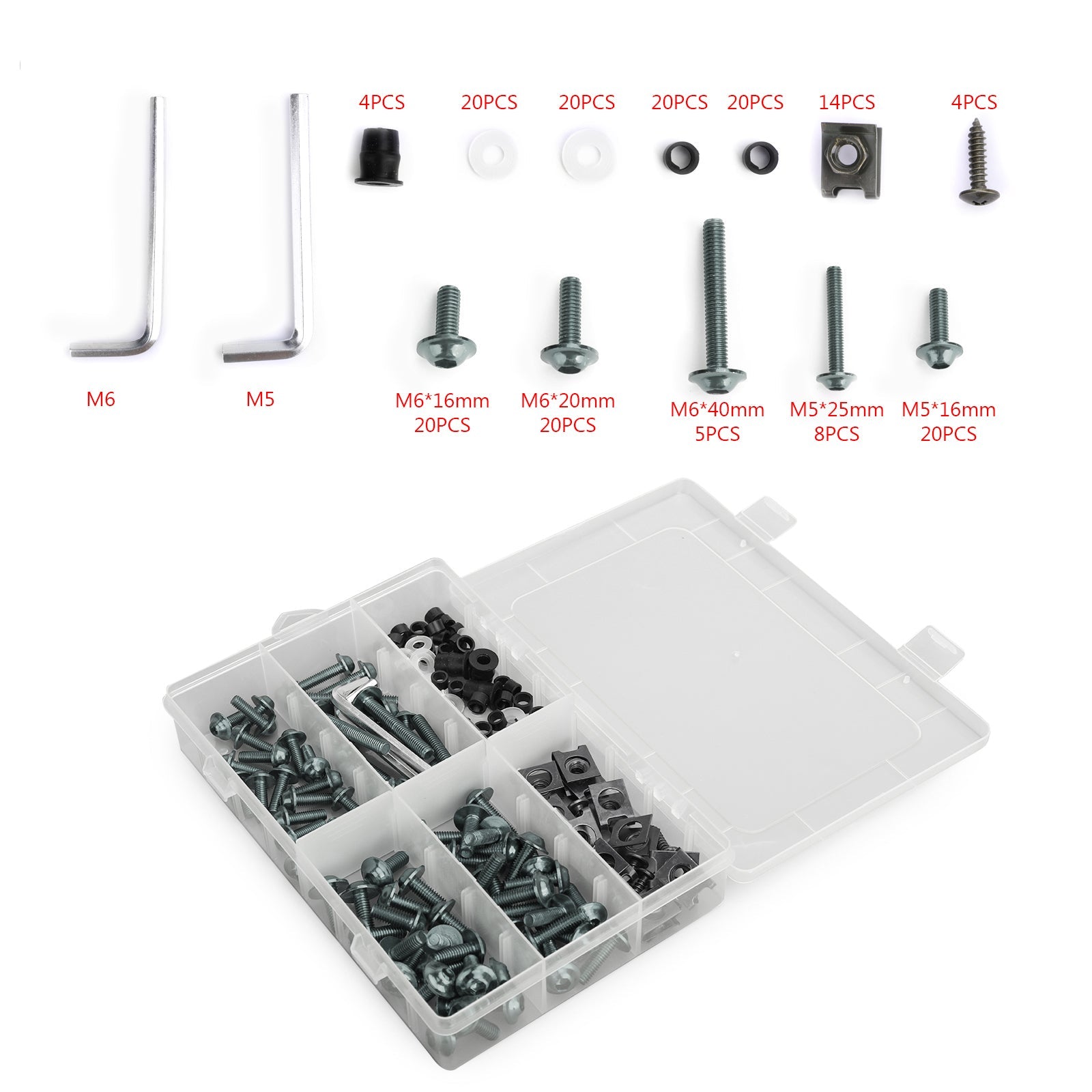 177pcs SportBikes Motorcycle Fairing Bolts Kit M5/M6 Finder vis Titanium