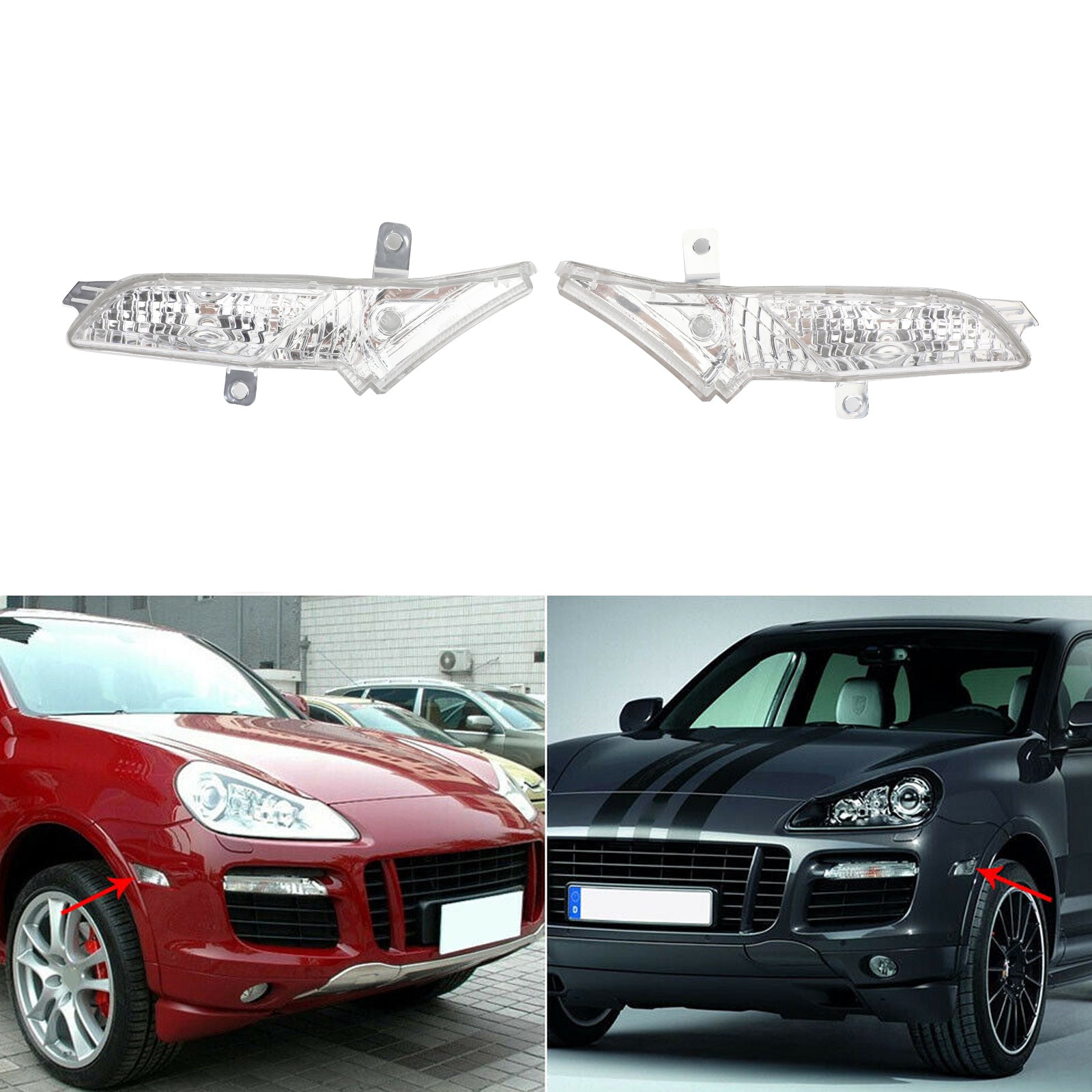 Par de luces de posición delanteras derecha e izquierda, transparentes, para Porsche Cayenne 2008-2010