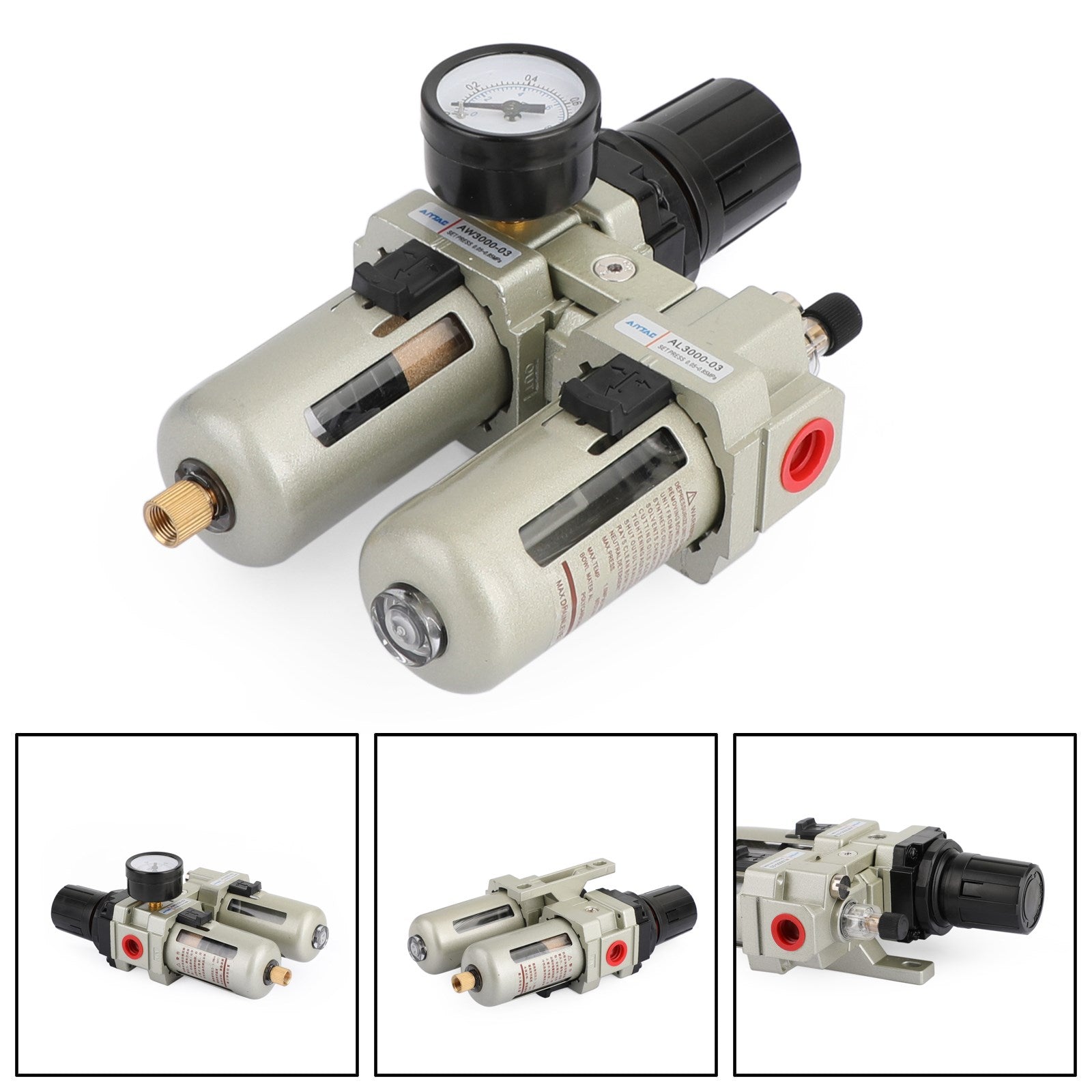 3/8" Filtre à air pour compresseur, séparateur d'huile et d'eau, outils de piège avec manomètre régulateur