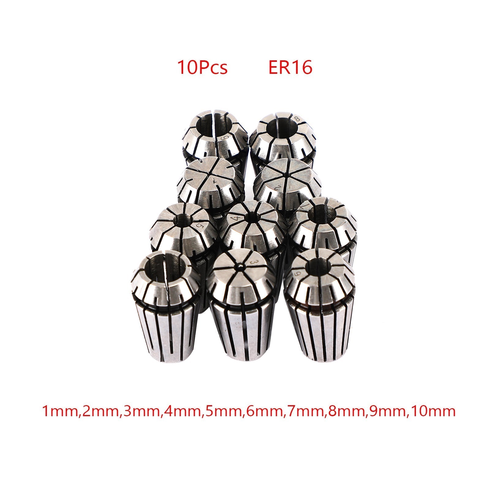 9Pcs ER16 Spring Collet Set For CNC Milling Lathe Tool Engraving Machine Steel