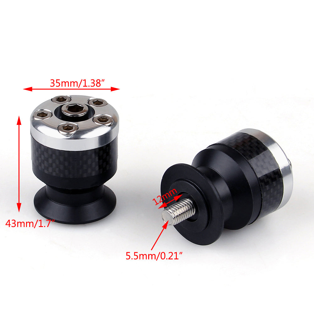 Universal Motorcycle CNC Carbon Fiber 6mm Swingarm Slideers Spools