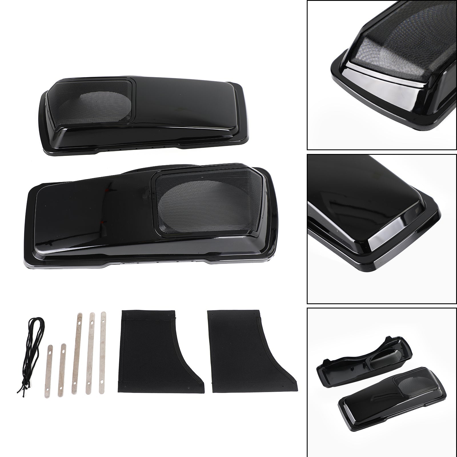 6 x 9 tampas de alto-falante Vivid Black Saddlebag para Harley Touring 1994-2013