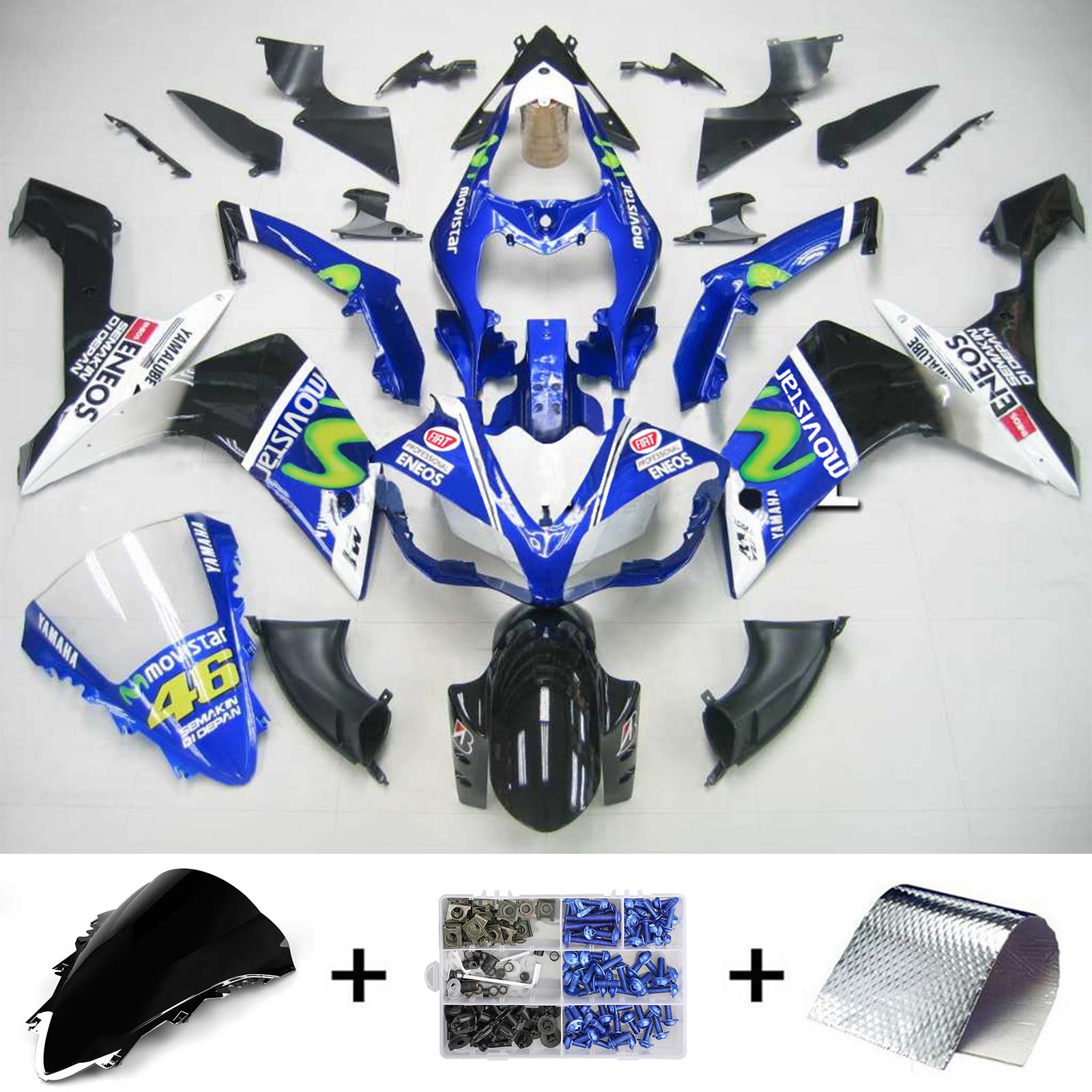 2007-2008 Yamaha YZF 1000 R1 Kit de carenagem de injeção Plástico ABS #111