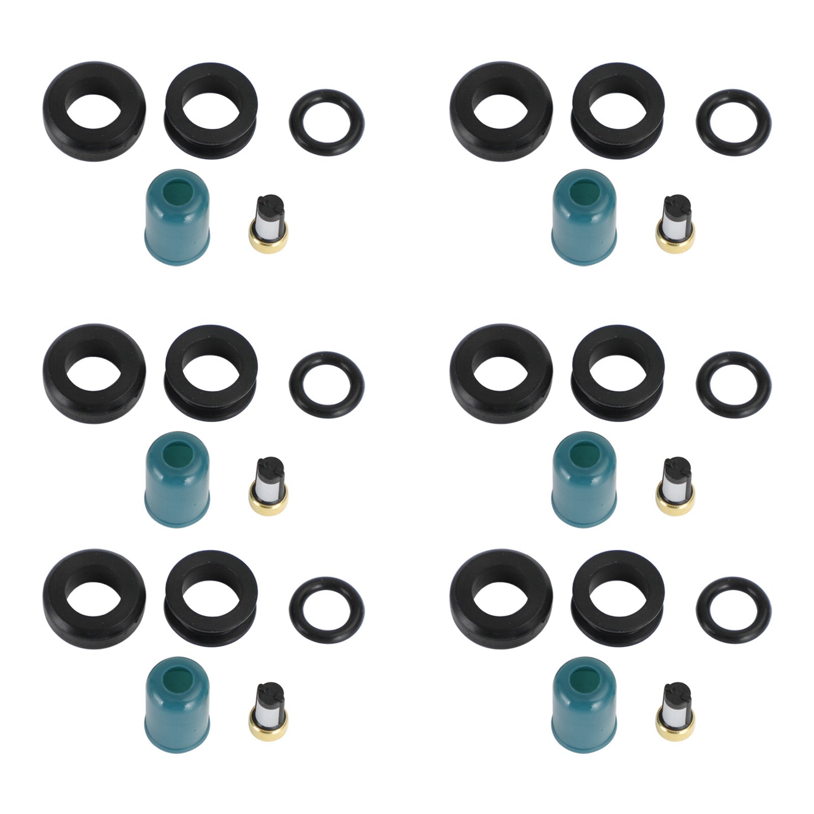 6ks palivové vstrekovače opravy tesnenia Rebuild Kit Fit Toyota 3Vze 1988-1995 3,0 l Generic