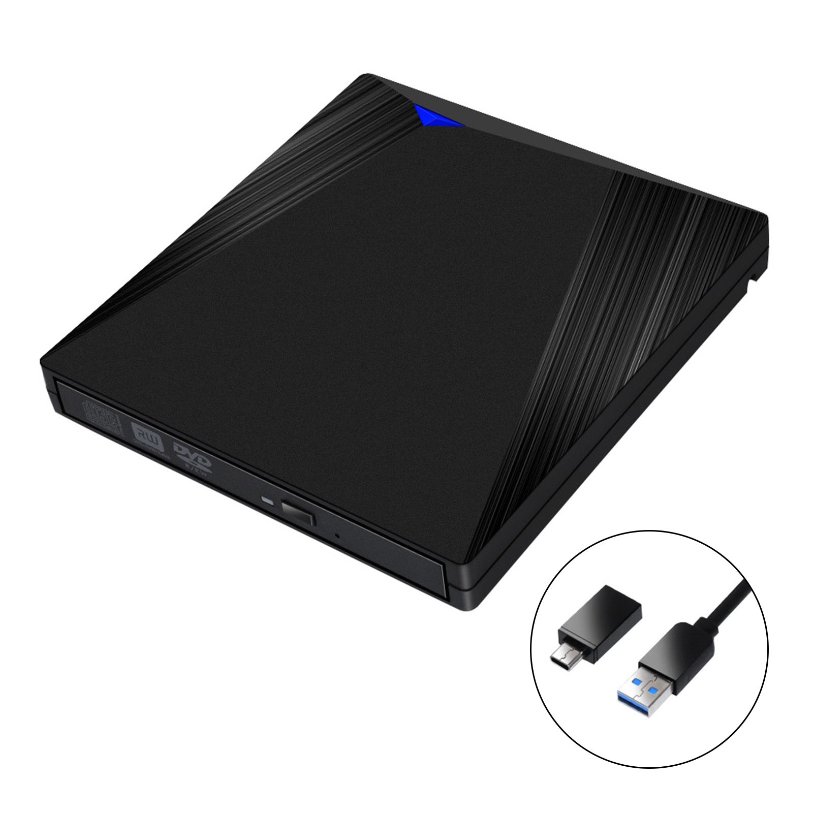 Unidad de CD y DVD externa de alta velocidad tipo C/Usb3.0, grabadora, portátil, PC, color negro